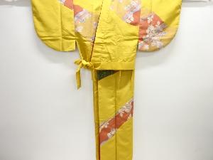 切りばめ　雪輪に草花模様二部式付け下げ小紋着物